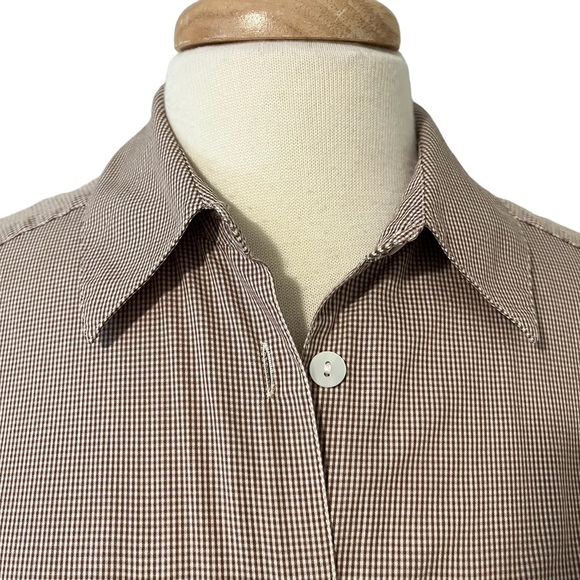 Womens Jaeger Brown and White Small Houndstooth Cotton Shirt - Picture 6 of 12